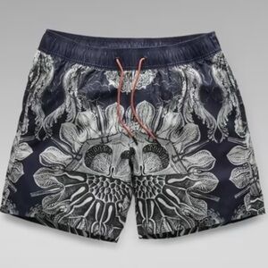 G-Star Swim Navy and White Graphic Shorts